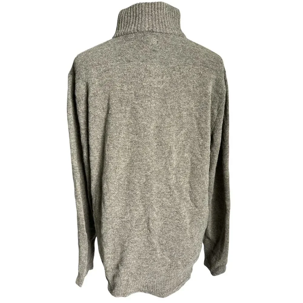 J. Crew Men’s Size Large 100% Lambswool Button‎ Front Mock Neck Sweater